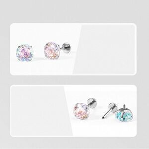 Sterile Silver Piercing Studs 3 pairs, 6 singles, belly button ring earrings